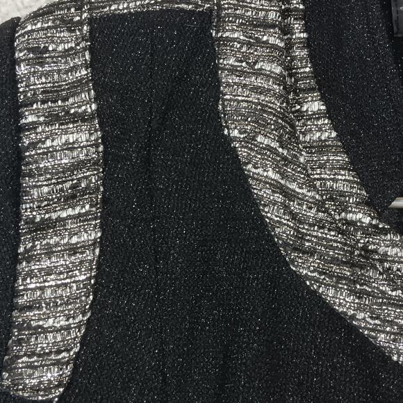 Comme Moi Moto Blazer Size Small Black with Silver Knit Accents Slanted Zipper - Picture 6 of 8